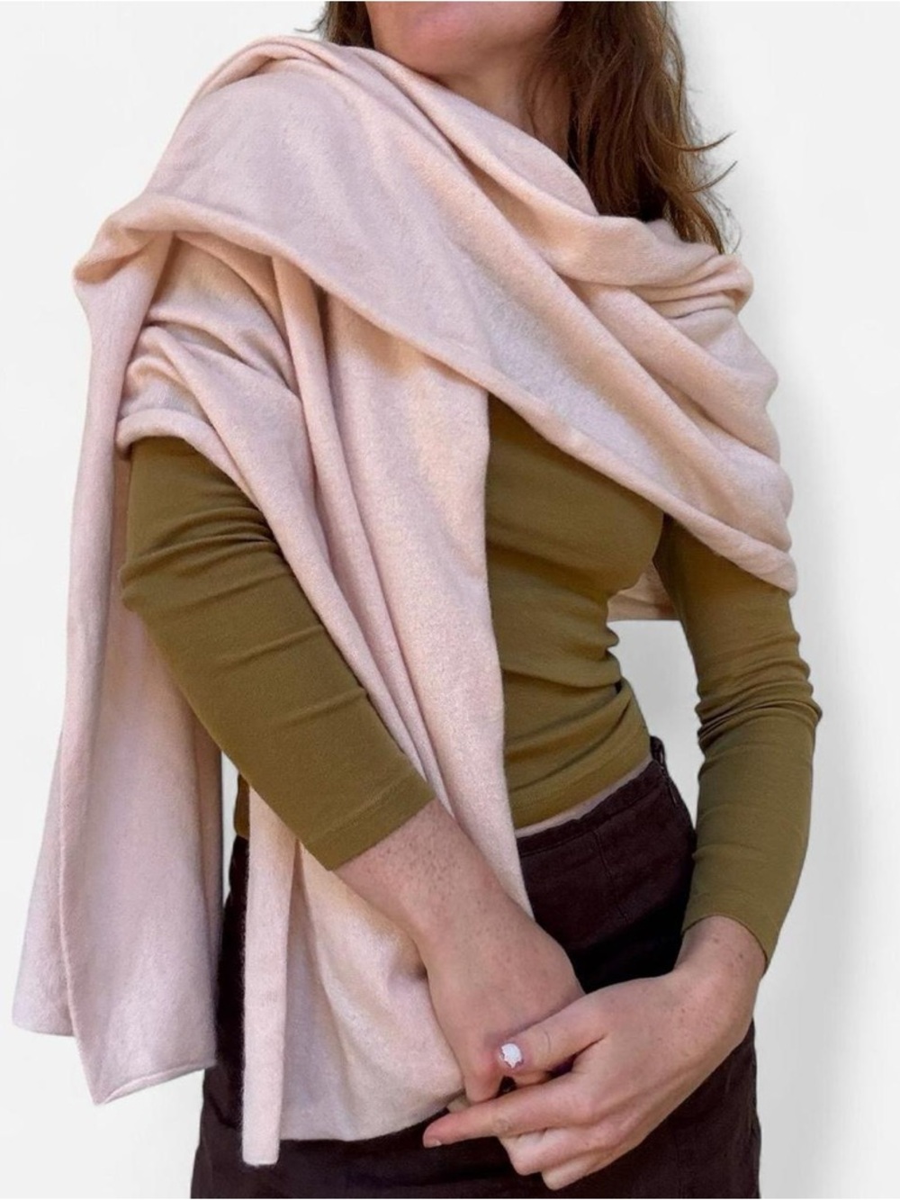 Garnet Hill baby pink 100% cashmere scarf / wrap